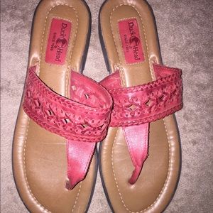 Ladies Duck Head Red Leather Sandals
